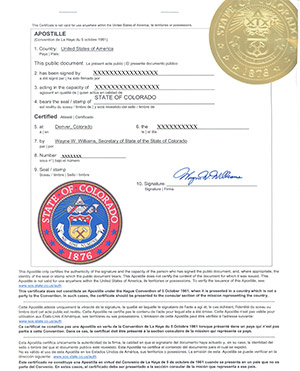 Image result for State of Colorado Certificate of Authentication